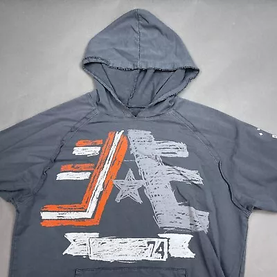 American Fighter Hoodie Mens Medium Gray MMA Cage Jiu Jitsu Thrashed Distressed • $34.95