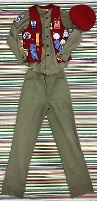 BSA Boy Scouts Shirt Pants Red Beret & Vest Many Patches Vintage 1970s Detroit • $199.99