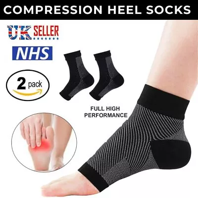 2X Compression Socks Planter Fasciitis Heel Ankle Support Foot Arch Pain Relief • £3.75