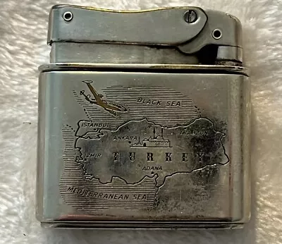 Vintage Mylflam Lighter Turkey Mediterranean Map Engraved Germany Not Tested • $22.77