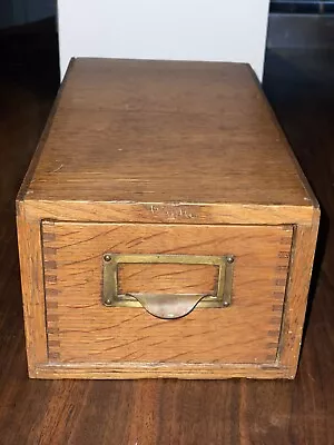 Antique Dovetailed Oak Wood Single Drawer Index Recipe Card File Storage Box • $49.99