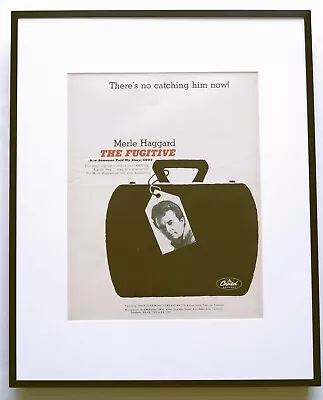 Merle Haggard The Fugitive 1966 Ad Poster Framed 42x52cm FREE SHIPPING • $91.44