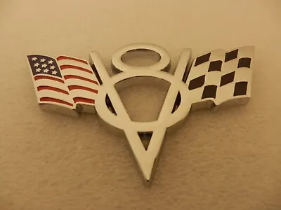 $12.99 • Buy Car V8 Vintage Logo USA Flag Trunk Emblem Badge Decals Sticker Metal Chrome
