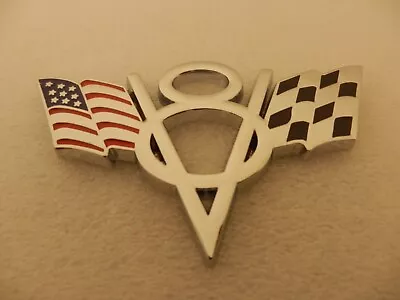 Car V8 Vintage Logo USA Flag Trunk Emblem Badge Decals Sticker Metal Chrome • $14.99