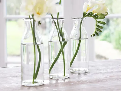 £1.95 • Buy Clear Glass Milk Flower Bottle Bud Vase Home Wedding Vintage Party Christmas