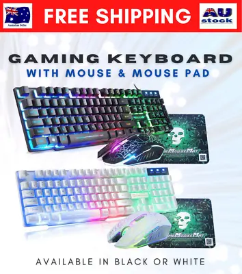 KUIYN T6 Rainbow Backlit Wired USB Gaming Keyboard And Mouse Combo • $24.99