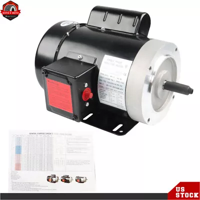 1/2HP 56C 1750RPM General Purpose Electric Motor 1Phase TEFC 60HZ 1.88'' Shaft • $134.50