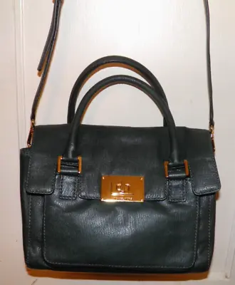 MICHAEL KORS Green Leather Handbag Front Flap Convertible Tote Crossbody Satchel • $89
