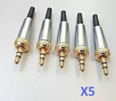 Sennheiser Plug Connector Compatible 3.5mm Solder Stereo Locking Jack Plug X 5 • £21.95