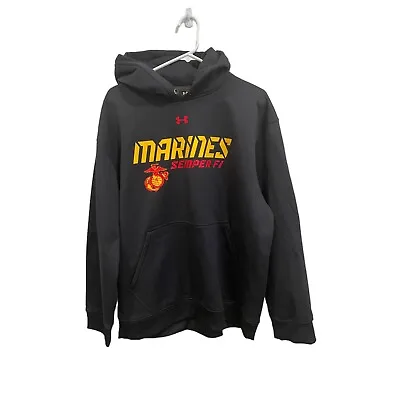 Under Armour Marines Semper Fi Men's Large Black Hoodie Sweatshirt • $19.99