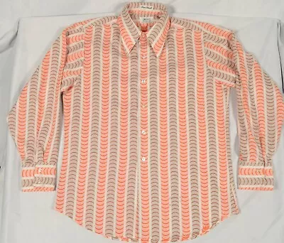 KMART Vintage 1970's Men's Long Sleeve Geometric Shirt Size 16 LARGE • $42.64