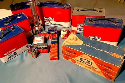 Vintage Eveready Battery & Flashlight Collection + Boxed High Beam Headlamps • $259