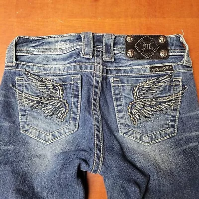Miss Me Kids CAPRI Distressed Jeans Size 12 JK5163P2 Girls Wings Bling Pockets • $12.99