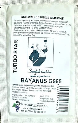 Bayanus Strong  G995 Universal Yeast For Red And White Wine And Champagne.   • £3.59