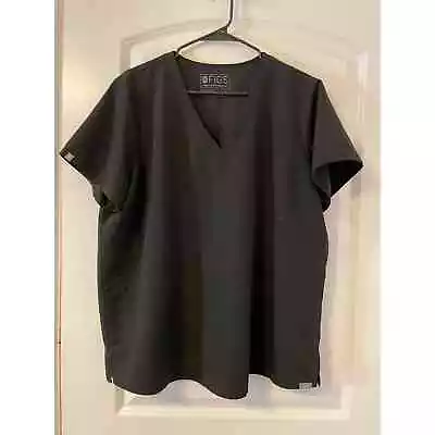 Figs Maternity Black Basa Two Pocket Nursing Scrub Uniform Top Size X-Large • $18.90