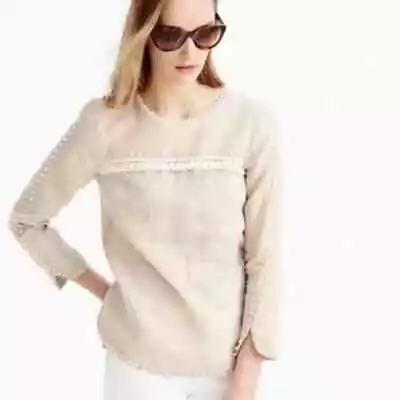 NWT J. Crew Embroidered Linen Top Size 4 • $34.95