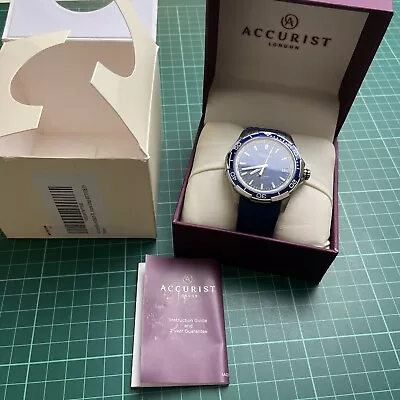 Accurist Mens Watch Used Blue Boxed Documents As Seen Recently Serviced Ms761pb • £35