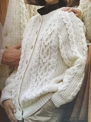 Ladies & Family Vintage Aran Cardigans Knitting Pattern New • £4