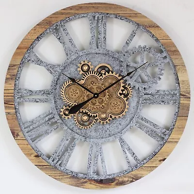 The Gears Clock 36'' Inch Real Moving Gear Wall Clock Wood And Stone • $350.99