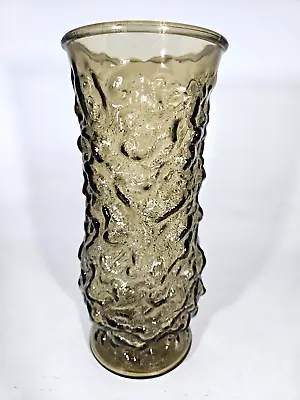 Vintage Vase 1960's E.O. Brody  Crinkle Pattern  Brown Glass • $9.99