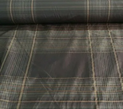 Checked Taffeta Fabric Brown Colour 55  Wide Sold By Metre • £5.49