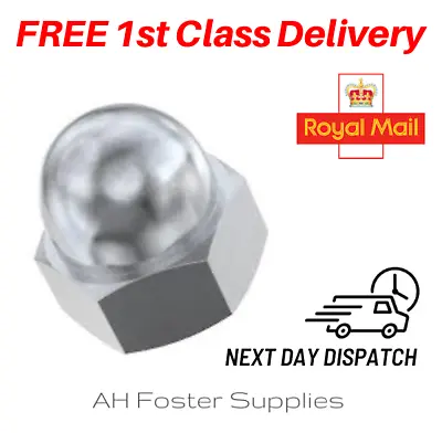 Dome Nut 316 STAINLESS Steel Hex Cap Nuts Marine M4 M6 M8 M10 M12 DIN 1587 A4 • £0.99