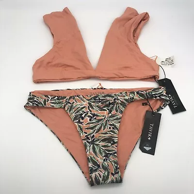 New Tavik Orange Pink Leaf Print Bikini - Size XS • $35