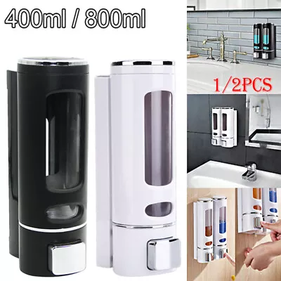 400/800ml Soap Dispenser Wall Mounted Manual Hand Liquid Shampoo Shower Gel Home • £7.45