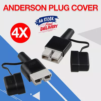 $9.45 • Buy 4PCS Waterproof 50A Anderson Plug Dust Cable Sheath Cover Black With Cap New AU
