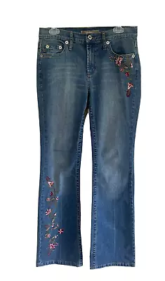 Z Cavaricci Blue Jeans Size 8 Womens 32 X32  Embroidered Nice Fade EUC • $17.99