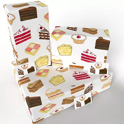 £5.95 • Buy Cakes - 3 Sheets & Tags - 100% Recycled Birthday Gift Wrapping Paper