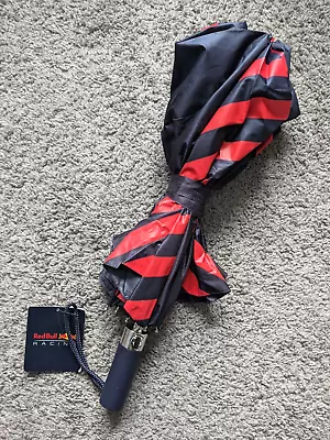 New Nwt Redbull Racing Team Compact Rain Sun Umbrella F1 Red Navy Blue Striped • $62.26