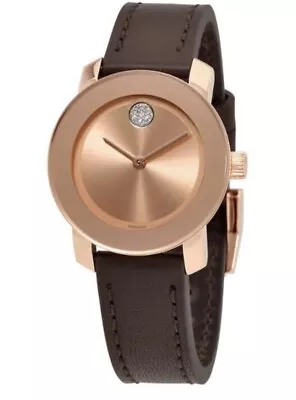 Brand New Movado Bold Women’s Rose Gold Brown Leather Strap Watch 3600438 • $289
