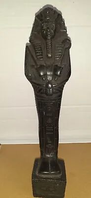 Rare Vintage Egyptian King Tut Pharaonic Statue Carved Black Stone Signed? 9  • $38