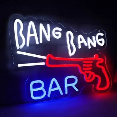 BANG BANG BAR Neon Sign USB Power Business Signs For Man Cave Bar Pub Wall Decor • $36.99