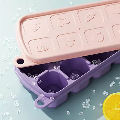 1Pc 8 Cell Food Grade Silicone Mold Ice Grid With Lid Ice Case Tray Making M ❤TH • $7.80
