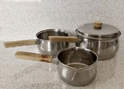 £38 • Buy Vintage Prestige Lifetime Pans Set 2 X Saucepans, 1 X Milk Pan + 1 X Lid