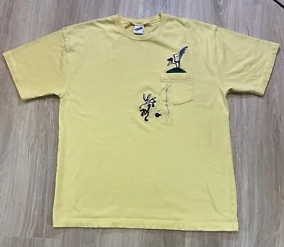 Vintage Warner Bros Looney Tunes Embroidered T Shirt Willie Coyote Road Runner L • $20