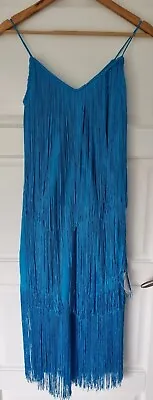 £39.99 • Buy Topshop Cami Fringe Mid Dress Cobalt Blue- Size 4 RRP £85