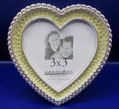 Heart Tabletop Photo Frame Silver-Tone Metal With Enamel Holds A 3  X 3  Picture • $4.49