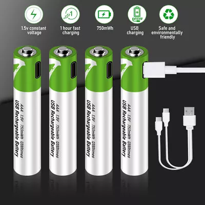 4Pcs 1.5V 2600mWh AA / AAA Battery Type-C USB Rechargeable Lithium Ion Batteries • $16.55