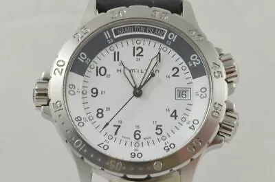 Hamilton Khaki Quartz H745510 Men's Watch 1 21/32in Vintage World Timer Wrist • $637.47