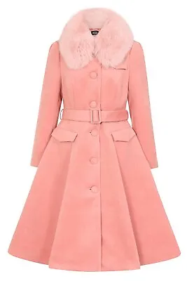 H&R London Matilda Swing Coat Vintage 1950s Baby Pink Hearts Roses • $143.98