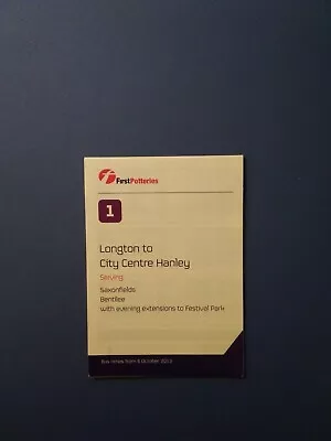 £3 • Buy Bus Timetable First Potteries 1 Longton To Hanley 2013