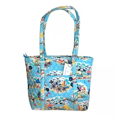 Vera Bradley BEACH TREASURES Small Blue Quilted Cotton Tote Handbag • $44.90