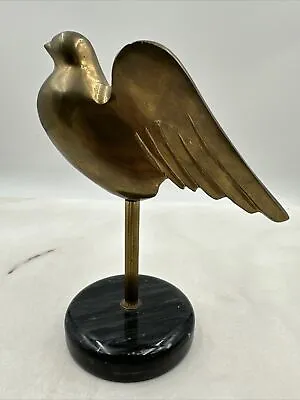 VTG BRASS BIRD Black MARBLE BASE CANDLE HOLDER 7.5  • $32.95