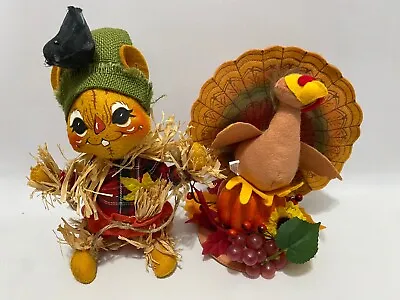 Lot 2004 Annalee 10” Scarecrow Mouse Bird & 2009 9  Turkey Thanksgiving Autumn • $24.95