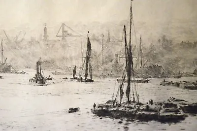 William Lionel Wyllie RA (1851-1931) Original Antique Etching Of St Pauls Thames • £225