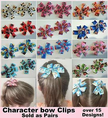 Pair (2) Hair Bow Clips Ribbon Hairclips Minnie Pony Peppa Lol Frozen Barbie • $6.99