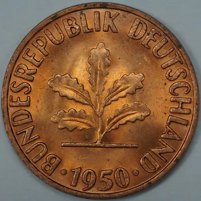 1950 G Germany 1 Pfennig Uncirculated (#5) • $4